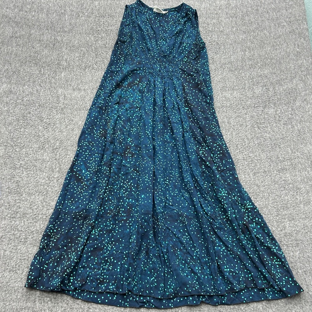Go Fish Dress XS Blue Midi Boho Hippie Beach Peasant Coastal
